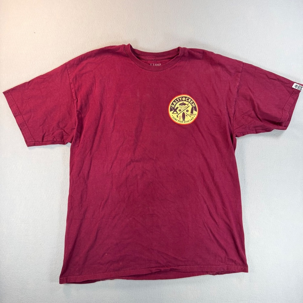 Salty Crew Mens XL T-Shirt Burgundy Surf Fish Dive Sail cotton